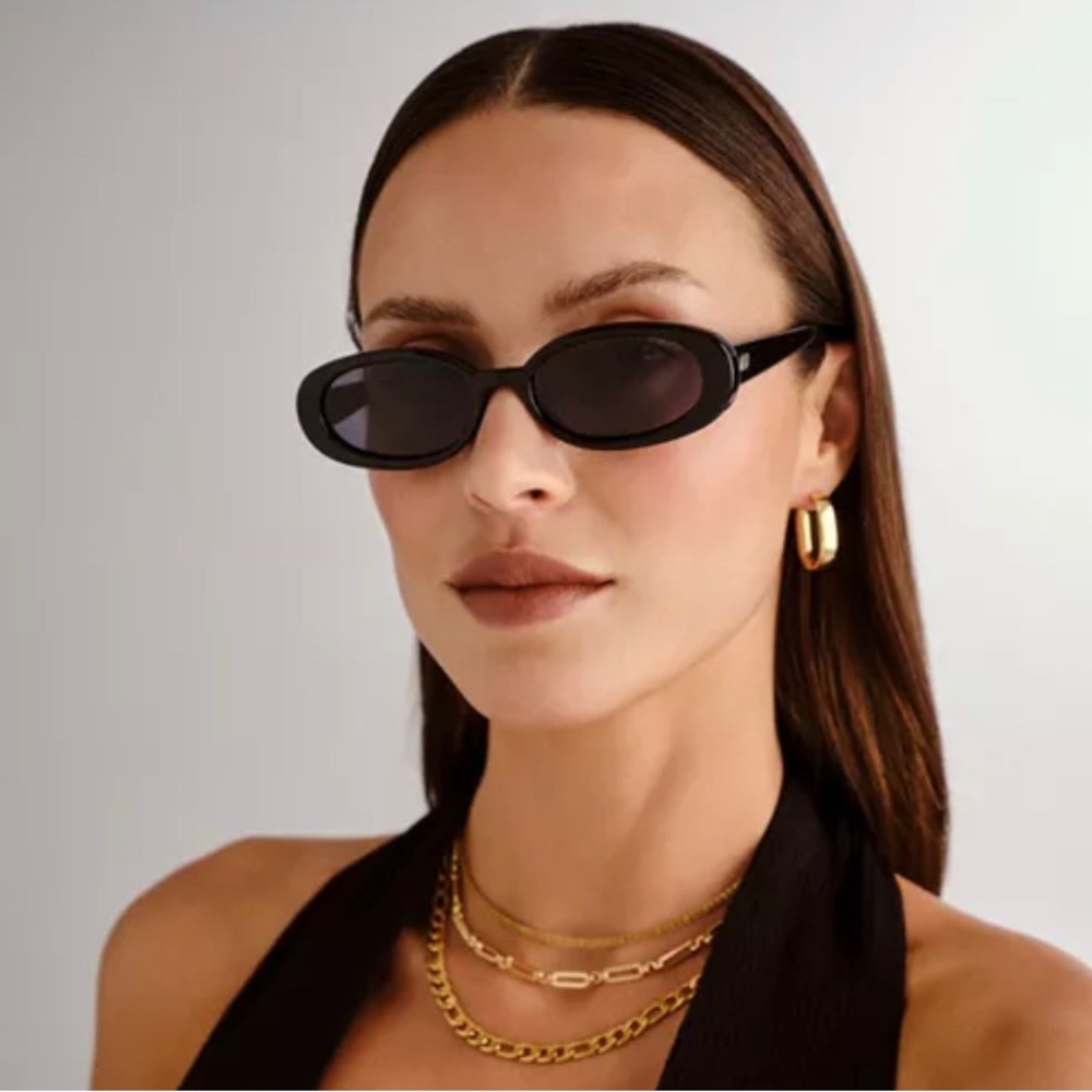 Le Specs Black Oval Sunglasses
